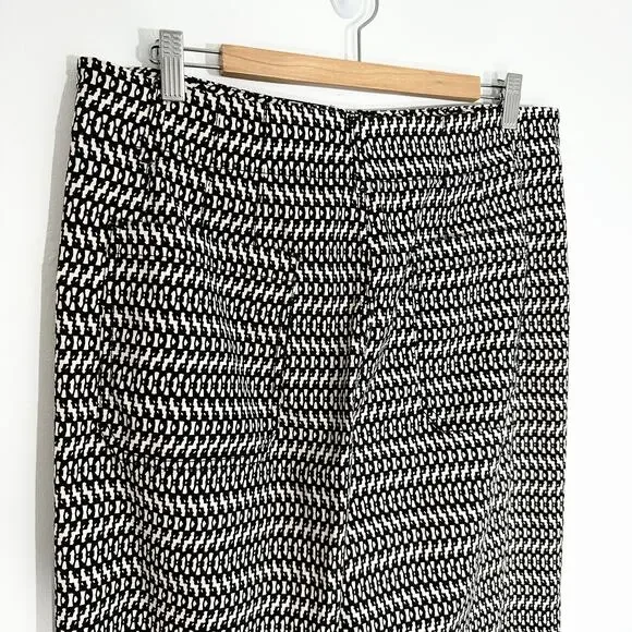 Anthropologie Maeve Colette Cropped Wide Leg Pants | Black White Print | SZ 33T - Picture 8 of 13